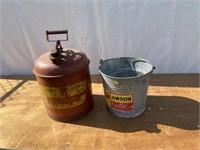 Metal Gas Can and Bucket