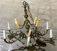 (E) Vintage Brass Chandelier (Broken Piece) 20”