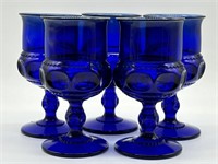 5pc Indiana Glass Cobalt Colony Glasses