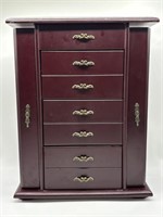 Mahogany Tone Table Top Jewelry Storage Box