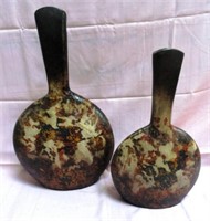 2 LONG NECK CERAMIC VASES