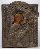 MADONNA AND CHILD RUSSIAN ICON, depicting the