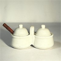 White Ceramic Jam and Jelly Server with Spoon
