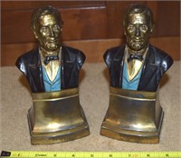 Pair Crescent Metal Art Abraham Lincoln Bookends