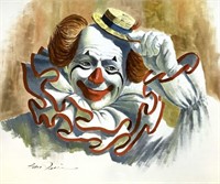 Artist Signed “ Elmo The Clown” Oil On Canvas