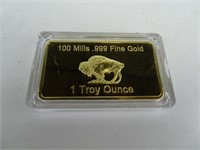 Gold PLATED 1oz bar - Gold over Copper