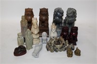 Assorted 17 Statues; Miniatures; 3 pairs of foo