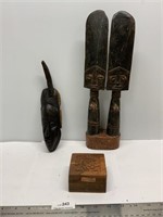 Lot Of Vintage Hand Carved African Art