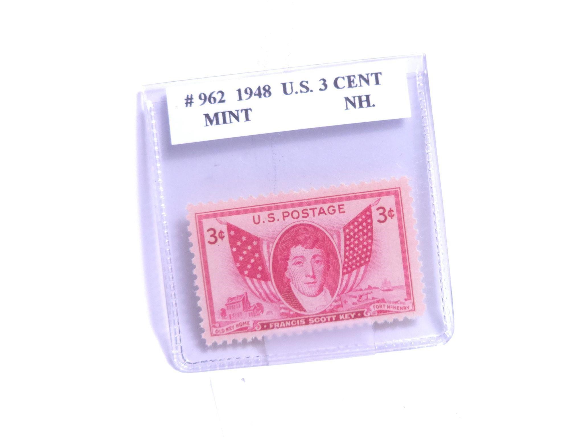 1948 U.S. 3 Cent Stamp Graded Mint