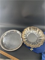 Silver -plate platter in protective bag