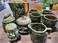 Vintage ceramic teapot set  fruit design Japan