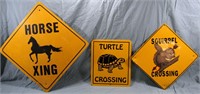 3- ALUMINUM ANIMAL CROSSING SIGNS