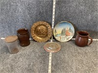 Decorative Metal Plate, Ford Emblem, and Brown