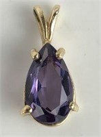 10K Gold Pendant with Lab Created Alexandrite