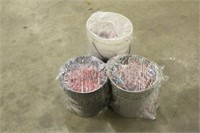 (3) PAILS OF ASSORTED PLASTIC GLASS SPACERS,