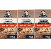 3 Pack of 8 Packets Quaker High Fibre Raisins &
