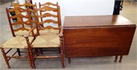 Antique Signed Stickley Drop-Leaf Table & Chairs