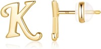 Gold-pl  Dainty Letter "k" Stud Earrings