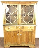 Vintage Country Pine Hutch W/ Porcelain Knobs