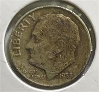 1953D Roosevelt Dime Silver