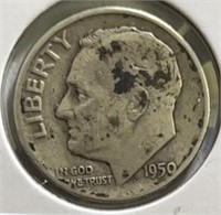 1950D Roosevelt Dime Silver
