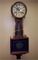 Antique Banjoe Clock  W/ Reverse Painted Glass