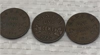 1924/27/30- Canadian one cent coins