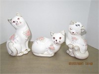 3 Cat Figurines largest is 7.5"