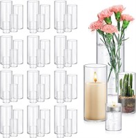 48Pk Glass Cylinder Vases 4,6,8,10 In Clear Vase