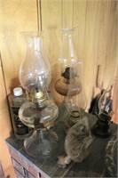 3 Lanterns & Oil Lamp