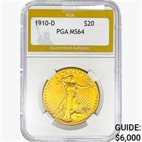 1910-D $20 Gold Double Eagle PGA MS64