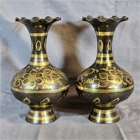 Classic Brass Vases (2)  11.5"