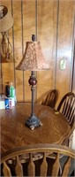 Brown Marble Lamp with Copper Tone Feed and Shade