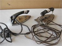 Two Vintage Electric Irons As Shown