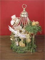 16" Metal Holiday Decorated Bird Cage