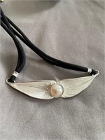 Sterling Leaf Pendant with Pearl
