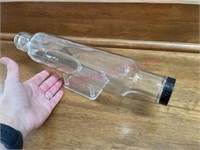 Old clear glass rolling pin (black lid)