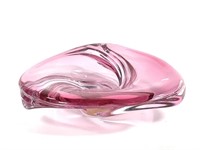 Val St. Lambert Signed Pink Crystal Bowl Patelle