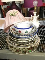 Assorted Serving dishes and Lamp