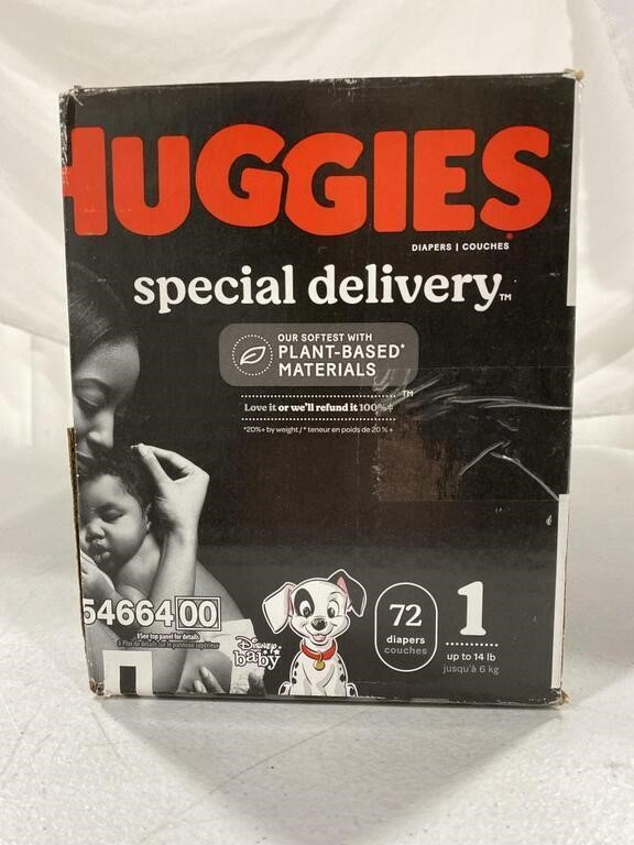 HUGGIES DIAPERS SIZE 1 (UP TO 14LBS) 72PCK