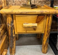 Rustic Log End Table