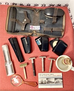 Vintage shaving kit, Schick razors, brush and
