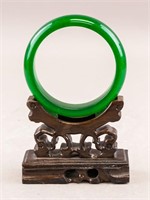 Chinese Green Hardstone Carved Bangle