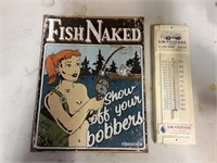 Sign Fish Naked And Thermometer