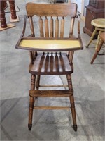 Vintage Hickory Wood High Chair