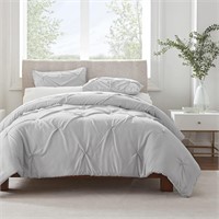 SERTA Hypoallergenic Pleated Duvet Cover Set: King