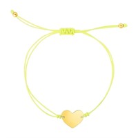 14k Gold Heart In Yellow Cord Adjustable Bracelet