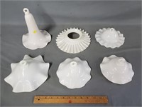 Lot of 6 Milk Glass Smoke Bells