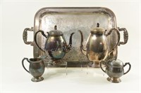 Silverplate Wm Rogers Tea Service Set & Tray