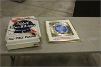 LIGHTED PABST SIGN WITH PABST ADVERTISING SIGN